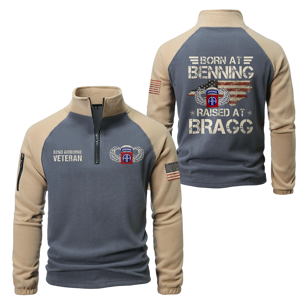 82nd Airborne Born At Benning Half-Zip Raglan Sweatshirt