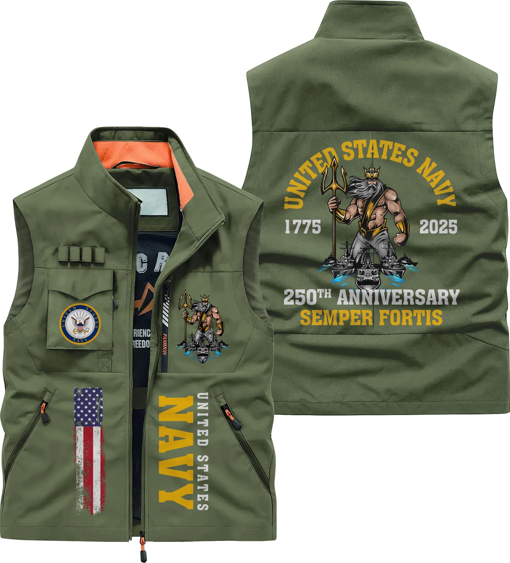 Navy 250th Anniversary Pocket Vest
