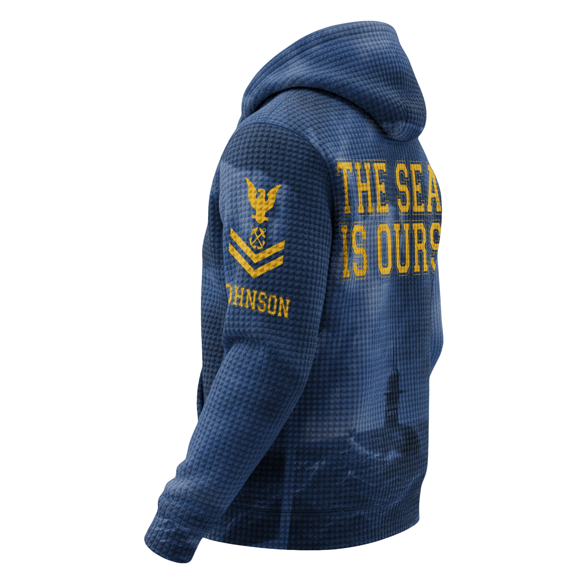 Personalizable Navy Submarine Quarter Zip Waffle Hoodie