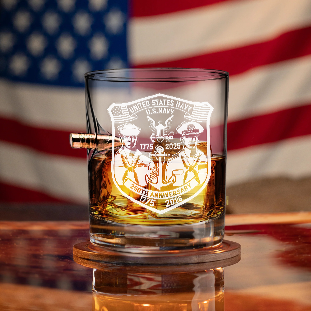Navy 250th Anniversary Bullet Whiskey Glass