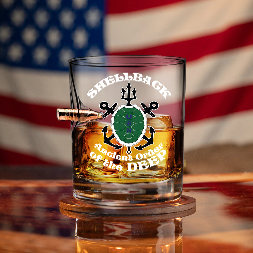Shellback Ancient Order Of The Deep Bullet Whiskey Glass
