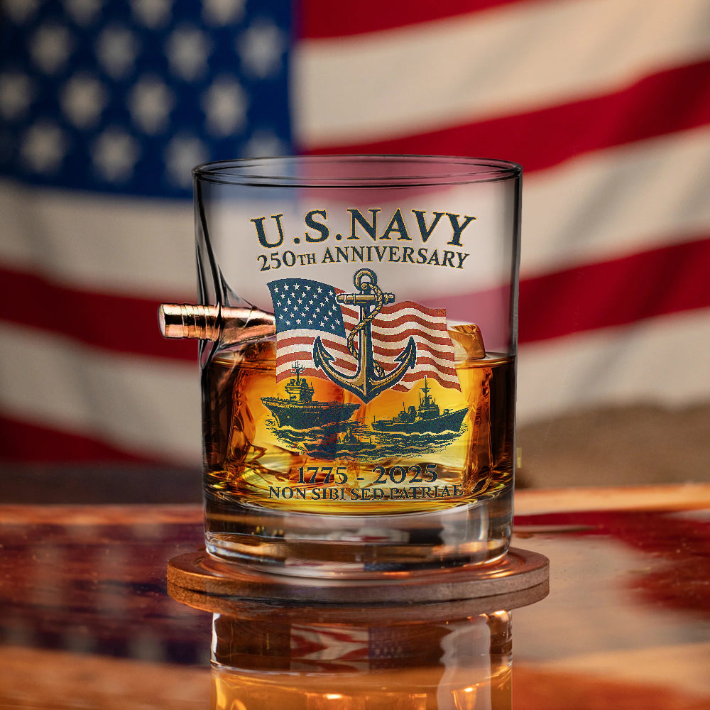 Navy 250th Anniversary Bullet Whiskey Glass