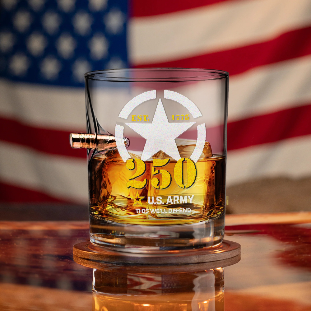 Army 250th Anniversary Bullet Whiskey Glass