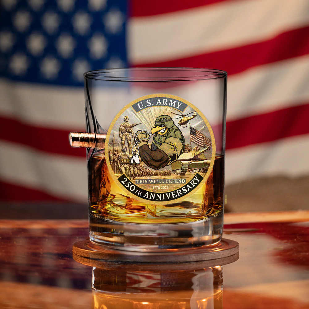 Army 250th Anniversary Bullet Whiskey Glass