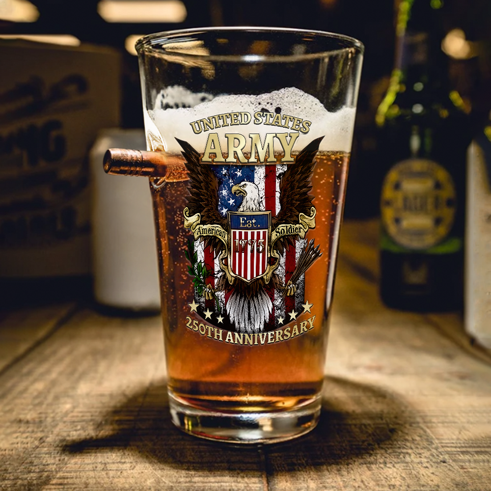 Army 250th Anniversary Bullet Pint Glass