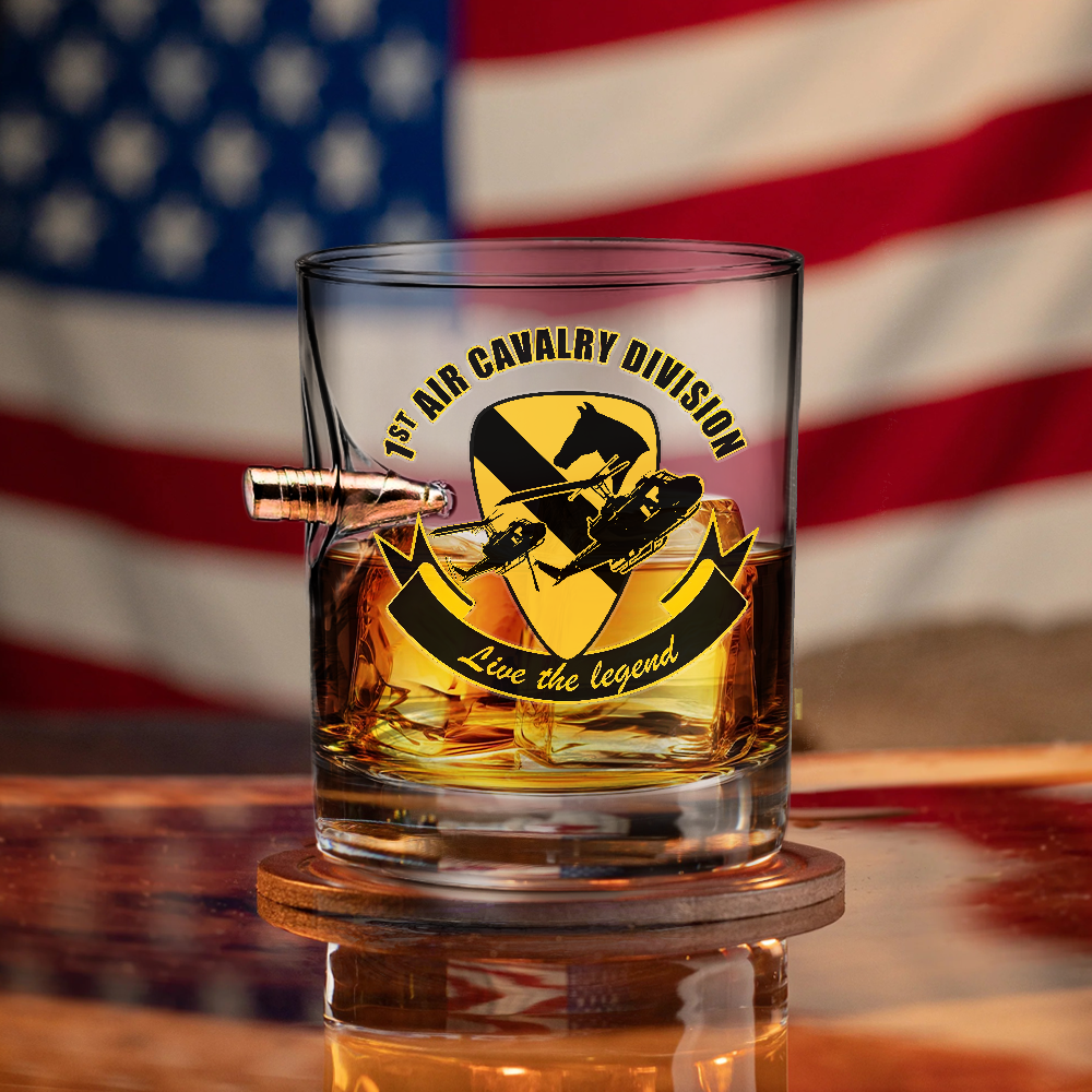 1st Air Cavalry Division Live The Legend Bullet Whiskey Glass