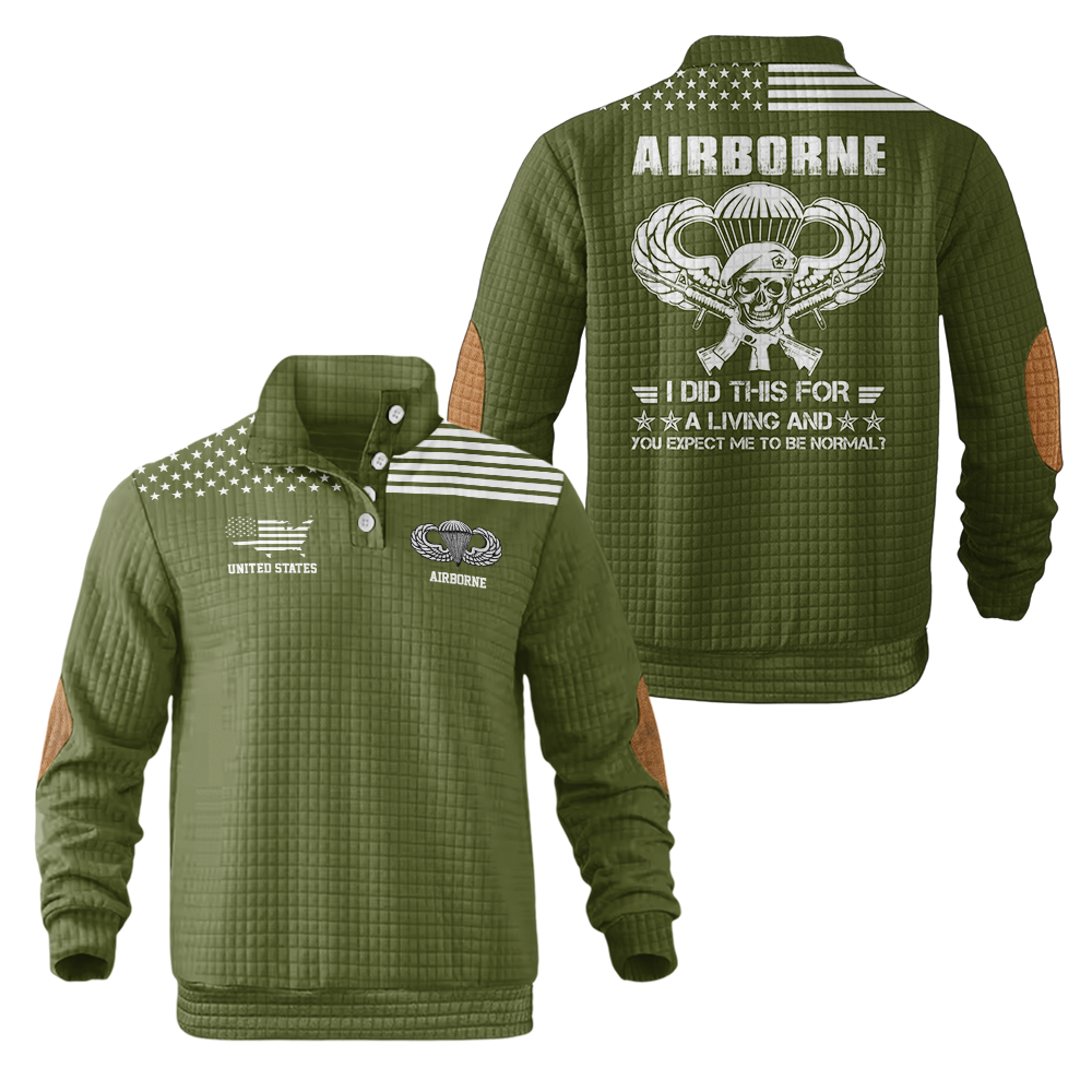 Airborne I Did This For A Living Waffle Stand Collar Sweatshirt