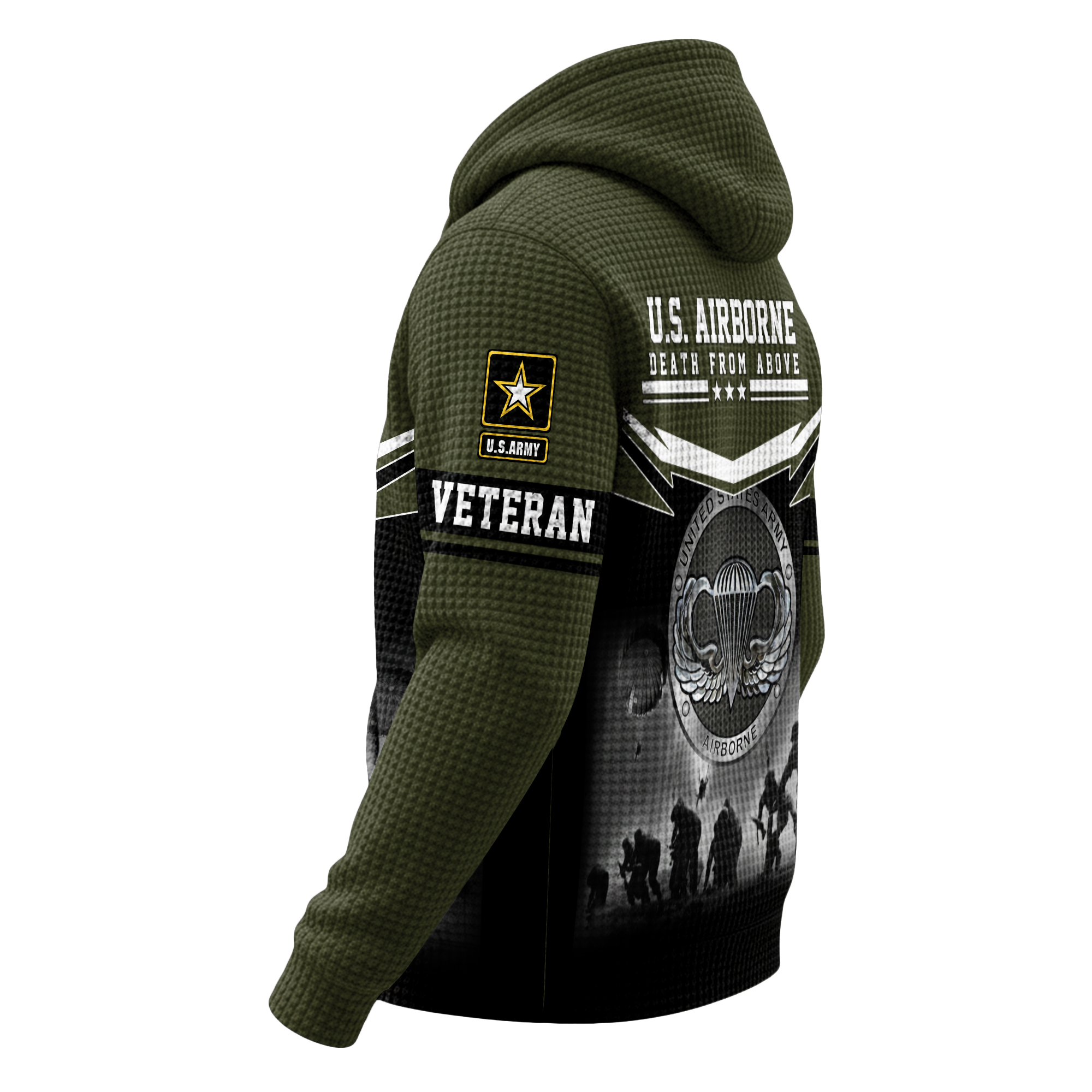 Airborne Death From Above Quarter Zip Waffle Hoodie