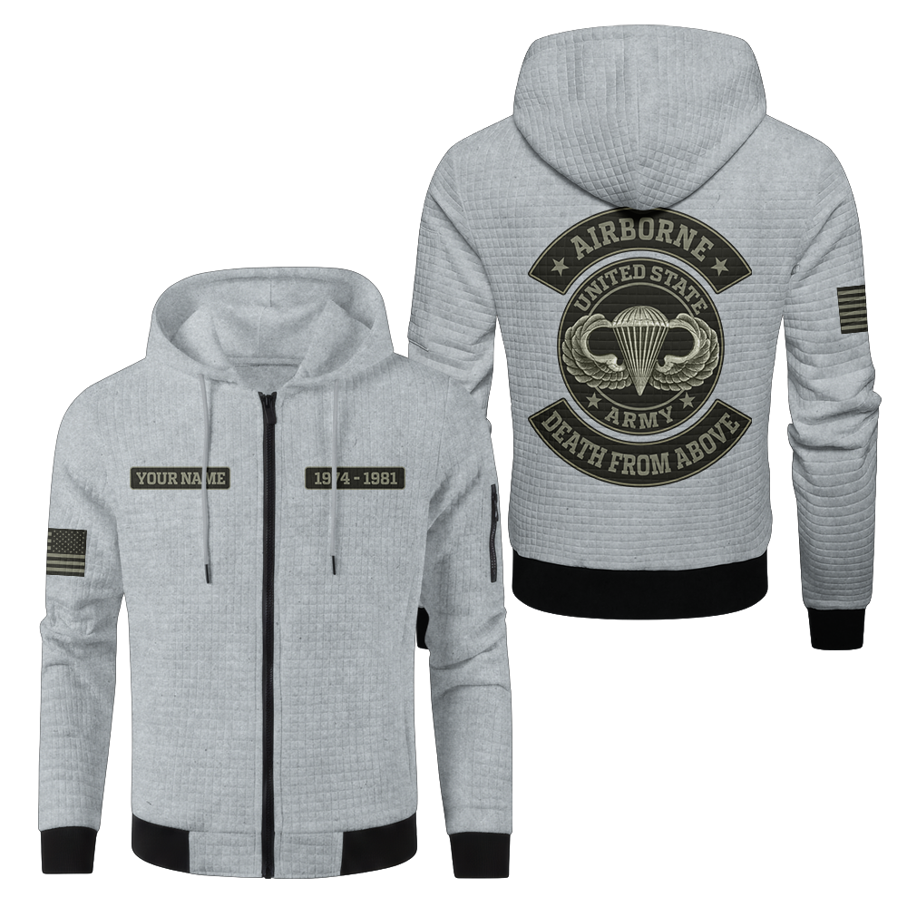 Personalizable Airborne Death From Above Waffle Hooded Jacket