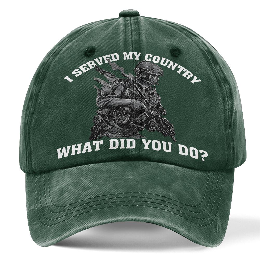 Personalizable US Veteran I Served My Country Washed Cap