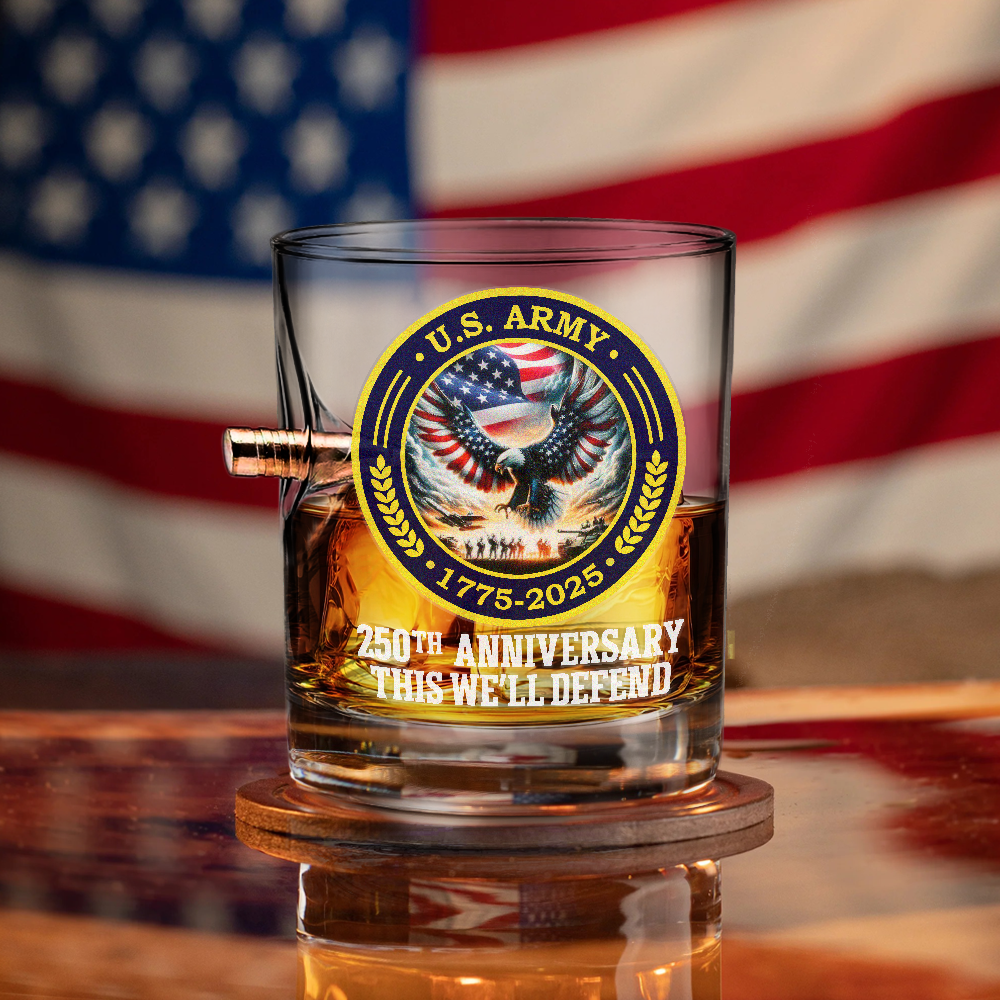 Army 250th Anniversary Bullet Whiskey Glass