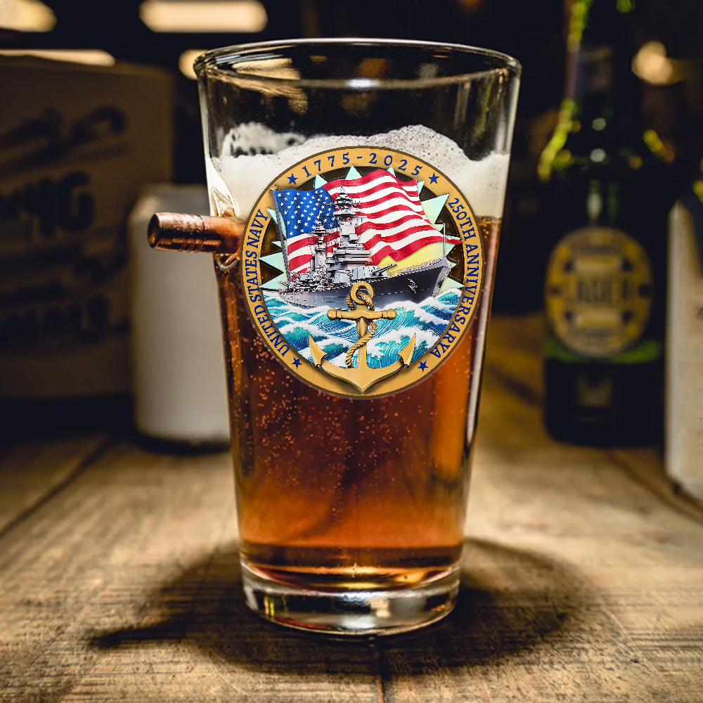 Navy 250th Anniversary Bullet Pint Glass