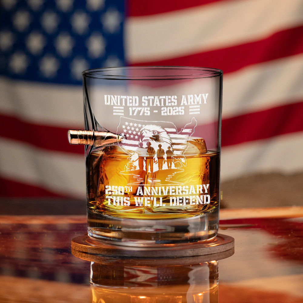 Army 250th Anniversary Bullet Whiskey Glass