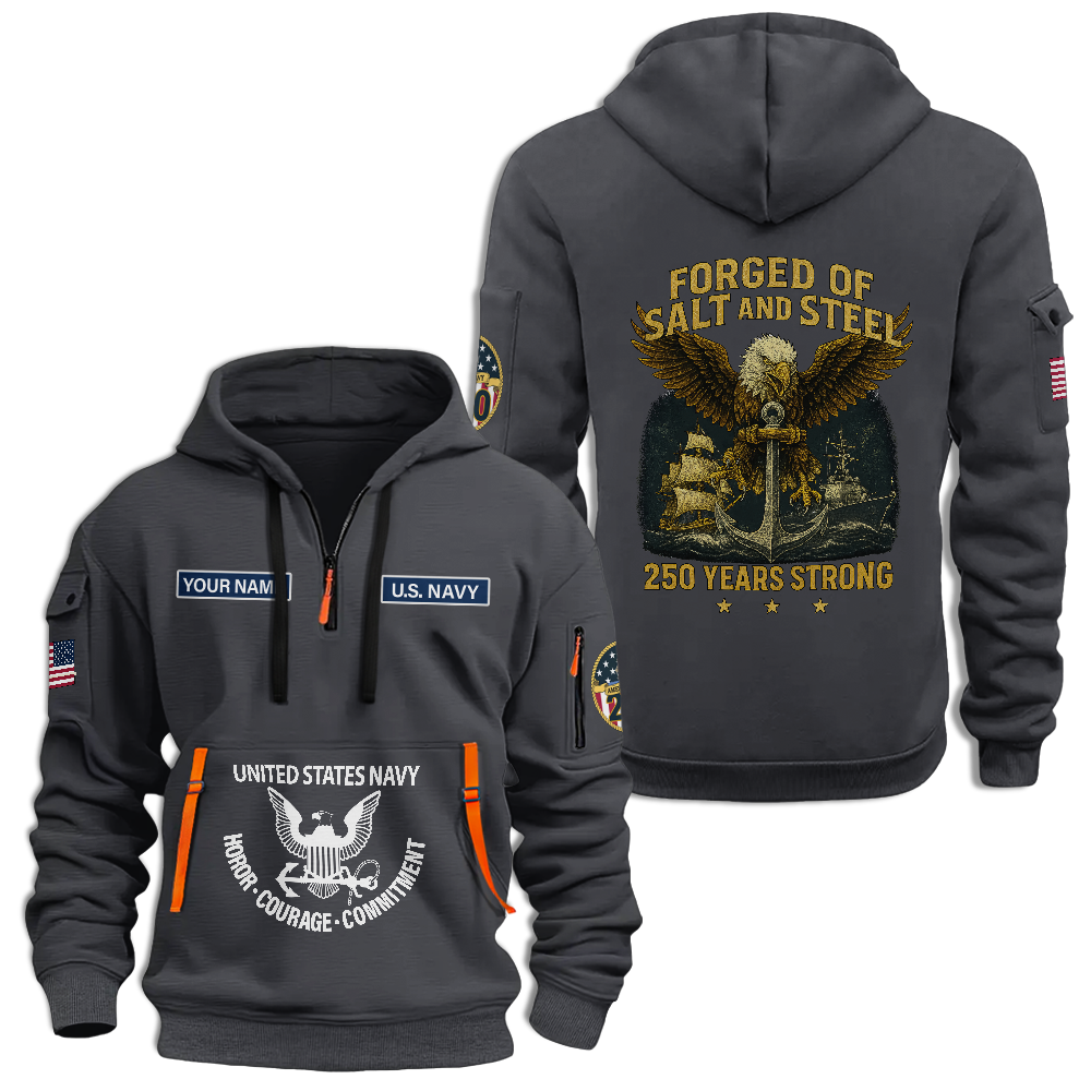 Personalizable Navy 250th Anniversary Quarter Zip Hoodie