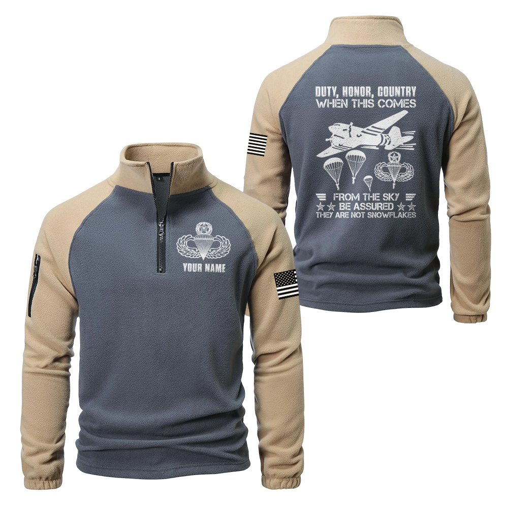 Personalizable Airborne Duty Honor Country Half-Zip Raglan Sweatshirt