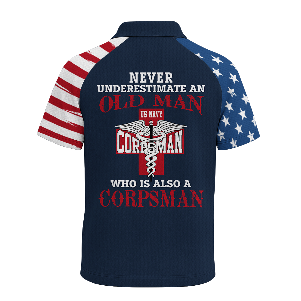 Navy Corpsman Raglan Zip Polo Shirt