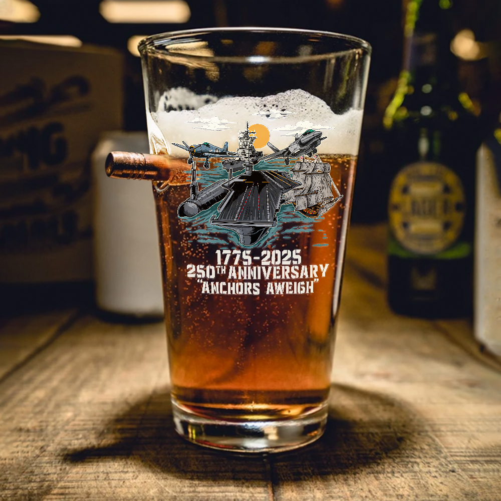 Navy 250th Anniversary Bullet Pint Glass