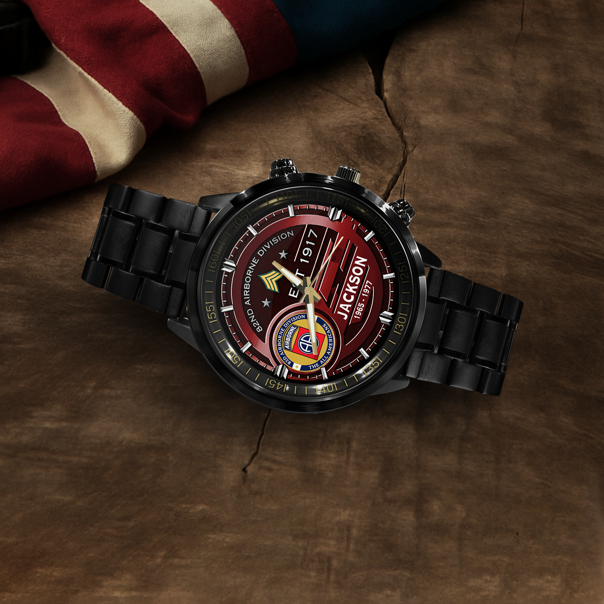 Personalizable 82nd Airborne Division Stainless Steel Watch