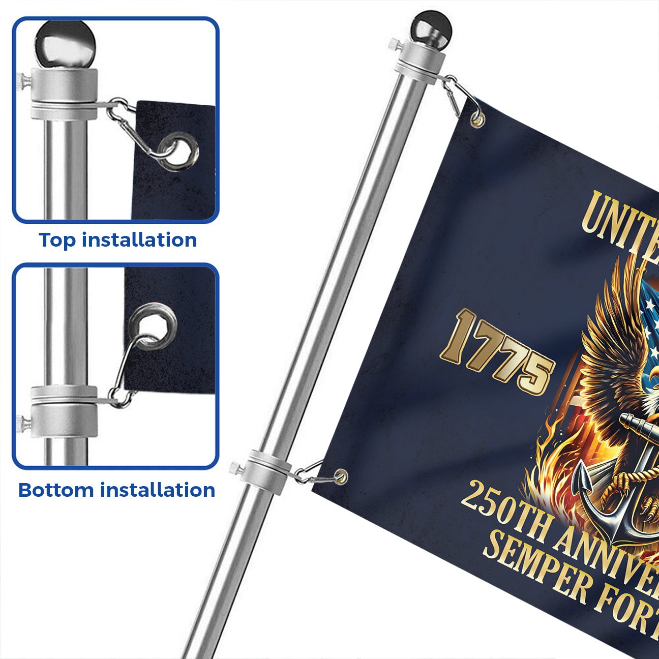 Navy 250th Anniversary House Flag