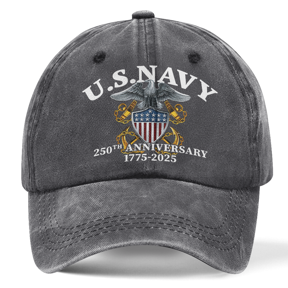 Personalizable Navy 250th Anniversary Washed Cap