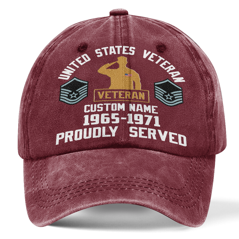 Personalizable Veteran Proudly Served Washed Cap