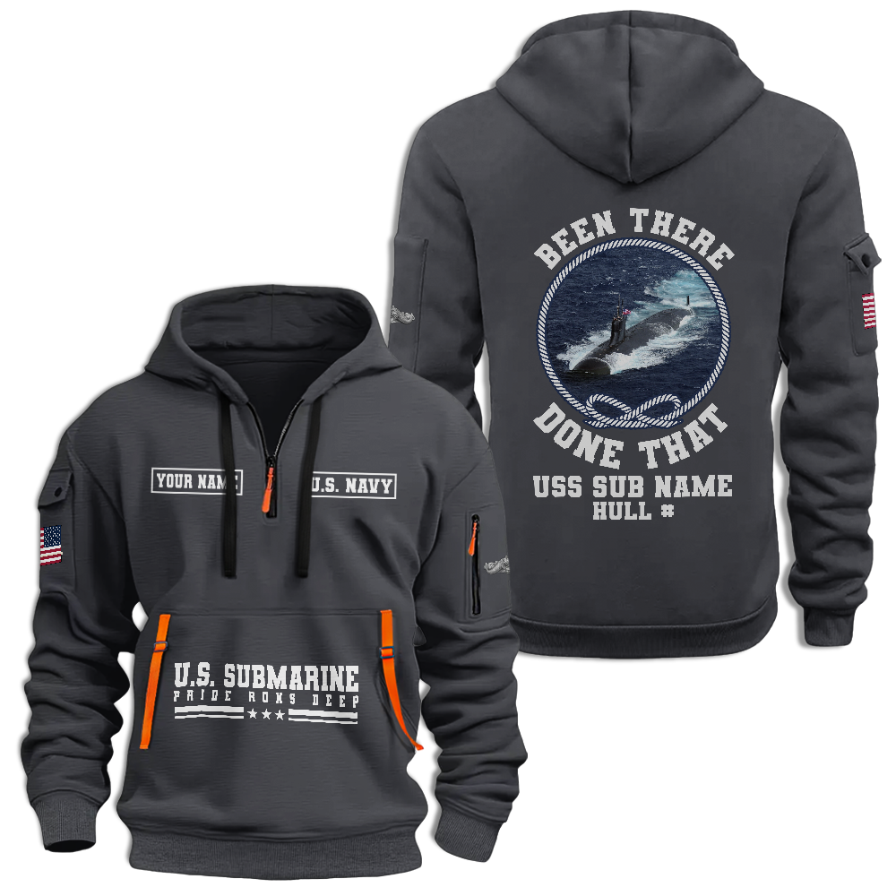 Personalizable Navy Submarine Quarter Zip Hoodie