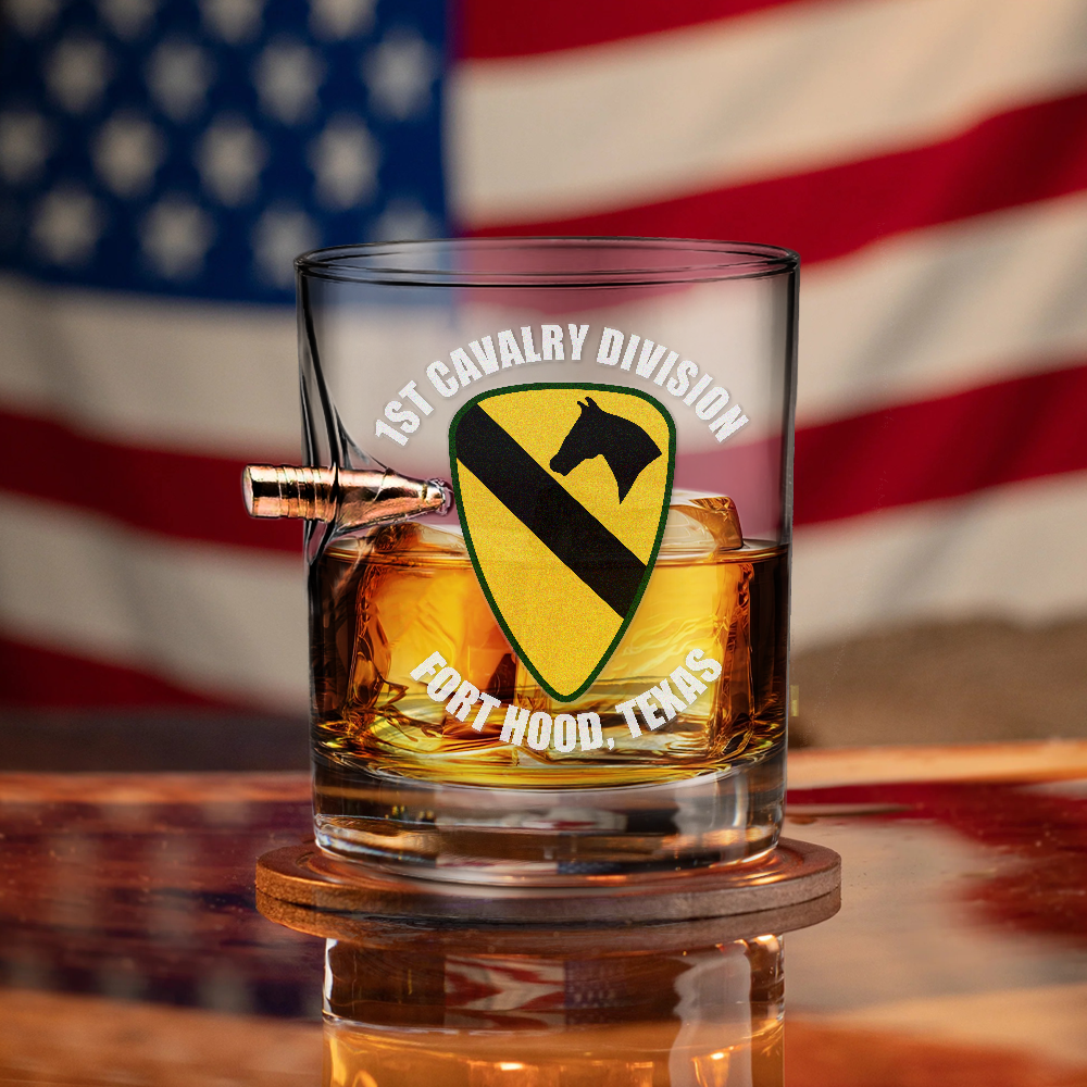 1st Air Cavalry Division Fort Hood Bullet Whiskey Glass