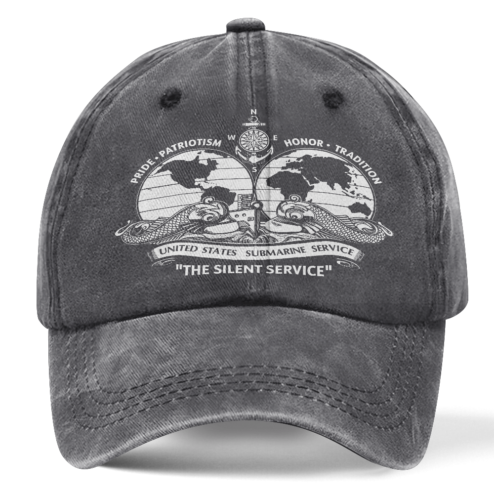 Navy Submarine The Silent Service Washed Cap