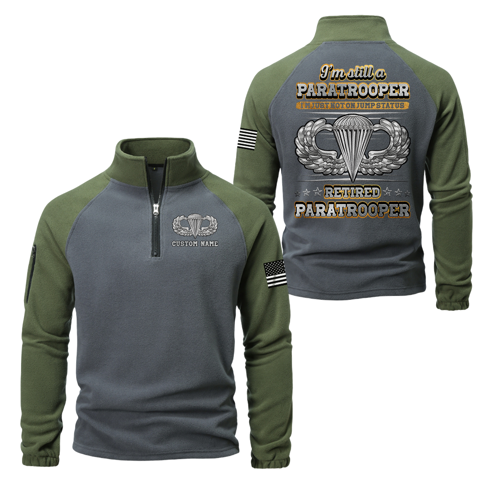 Personalizable Retired Paratrooper Half-Zip Raglan Sweatshirt