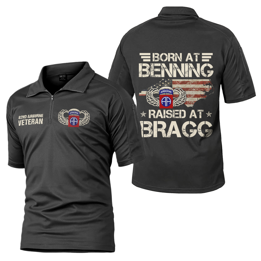 Born At Benning Raised At Bragg Tactical Polo Shirt