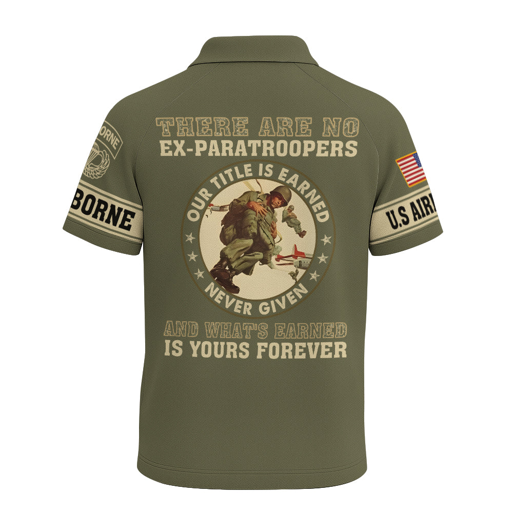 Airborne There's No Ex-Paratroopers Raglan Zip Polo Shirt