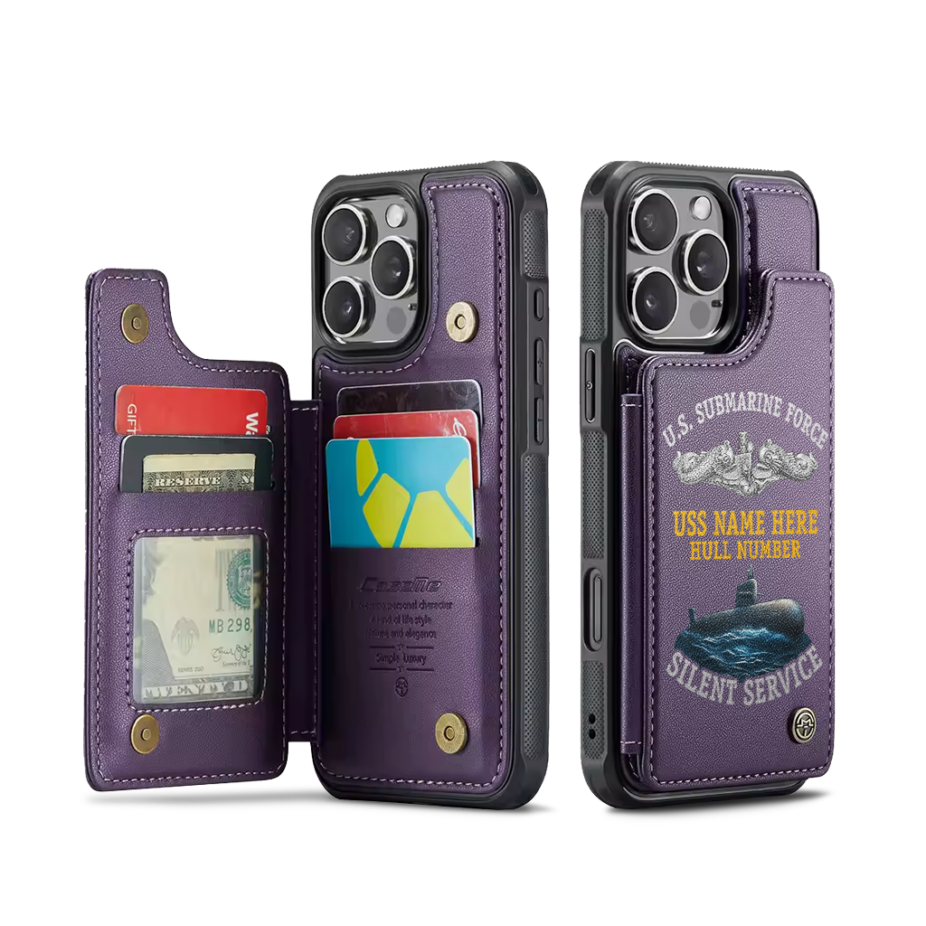 Personalizable Navy Submarine Silent Service Wallet Phone Case