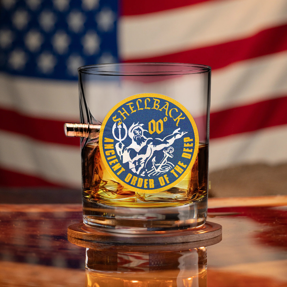 Shellback Ancient Order Of The Deep Bullet Whiskey Glass