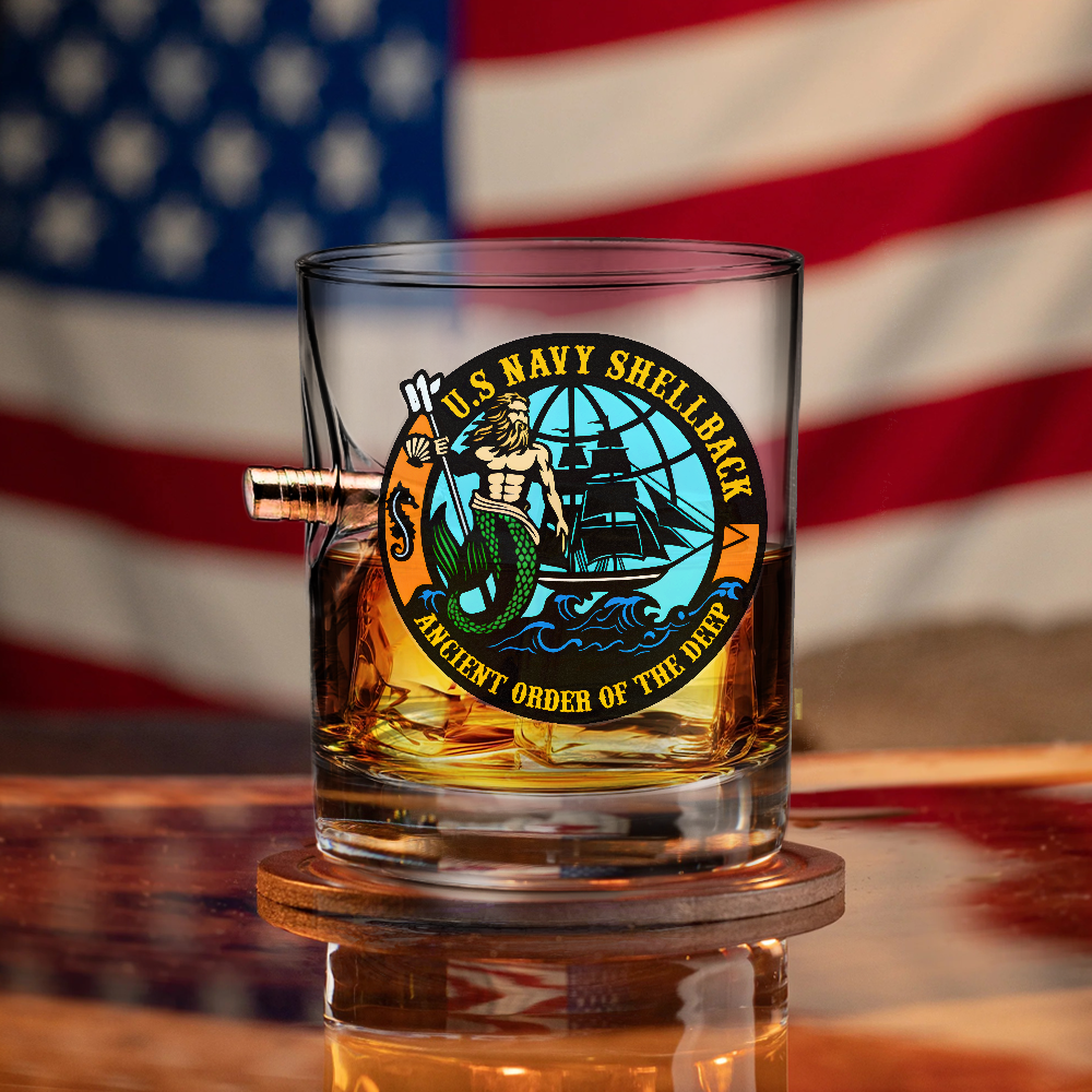 Shellback Ancient Order Of The Deep Bullet Whiskey Glass