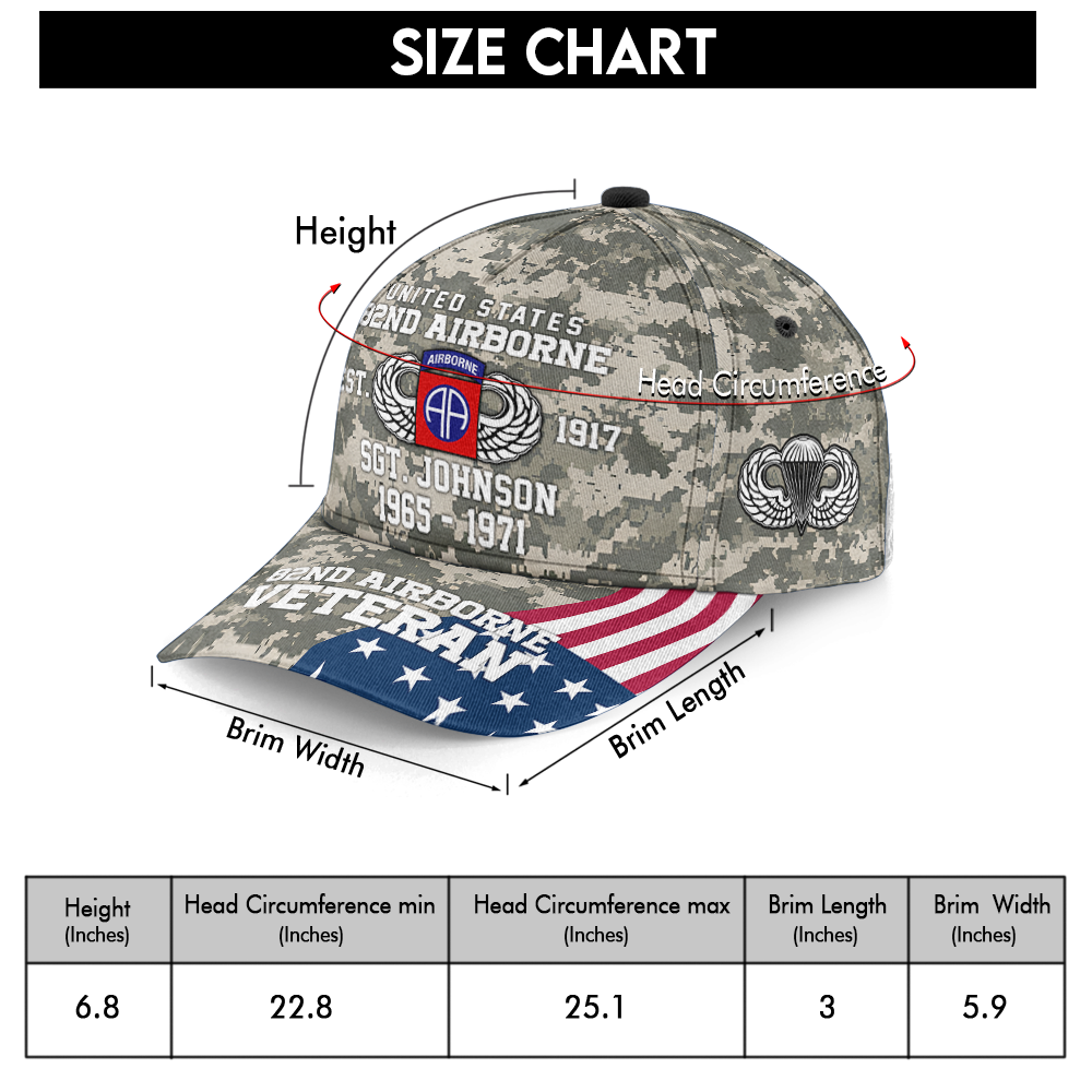 Personalized 82nd Airborne Veteran Classic Cap