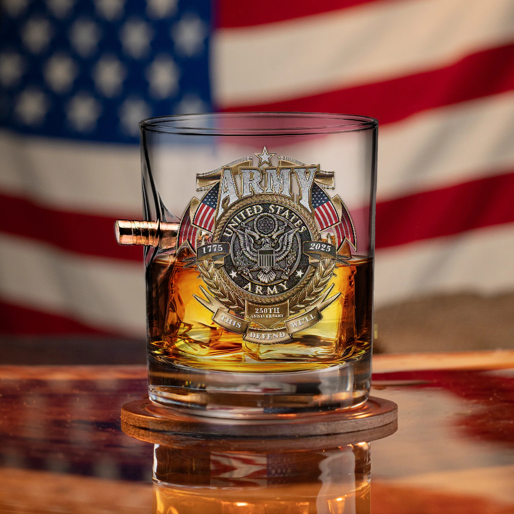 Army 250th Anniversary Bullet Whiskey Glass