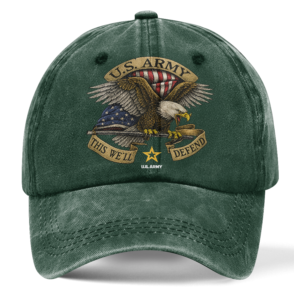 Personalizable This We'll Defend Washed Cap