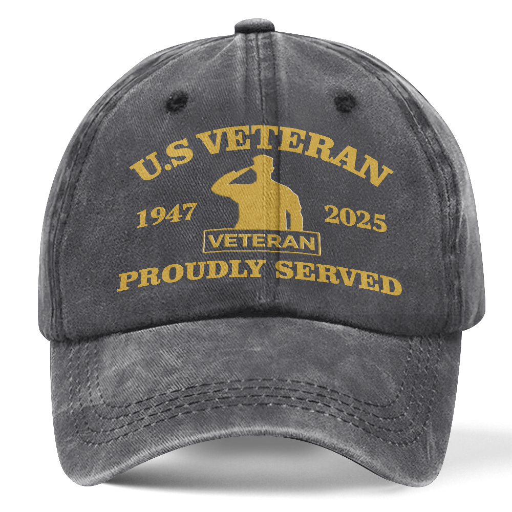 Personalizable Veteran Proudly Served Washed Cap