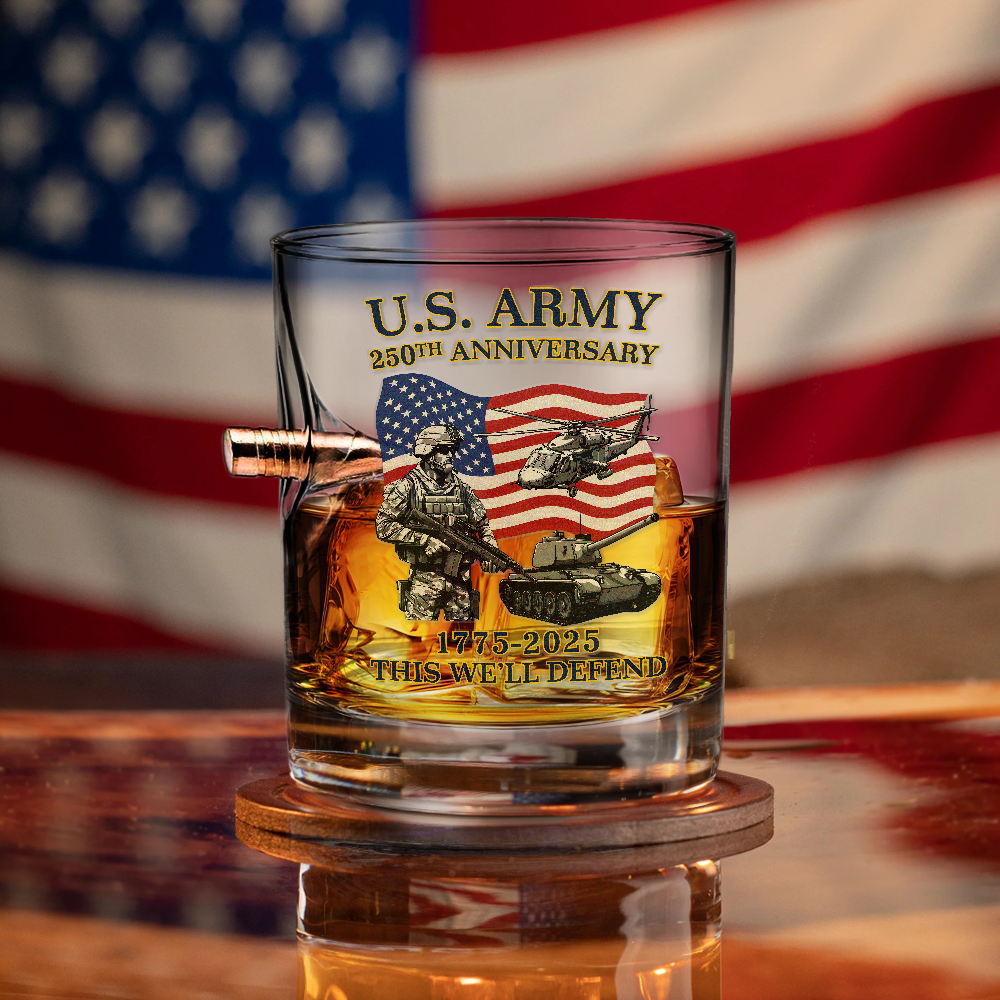 Army 250th Anniversary Bullet Whiskey Glass