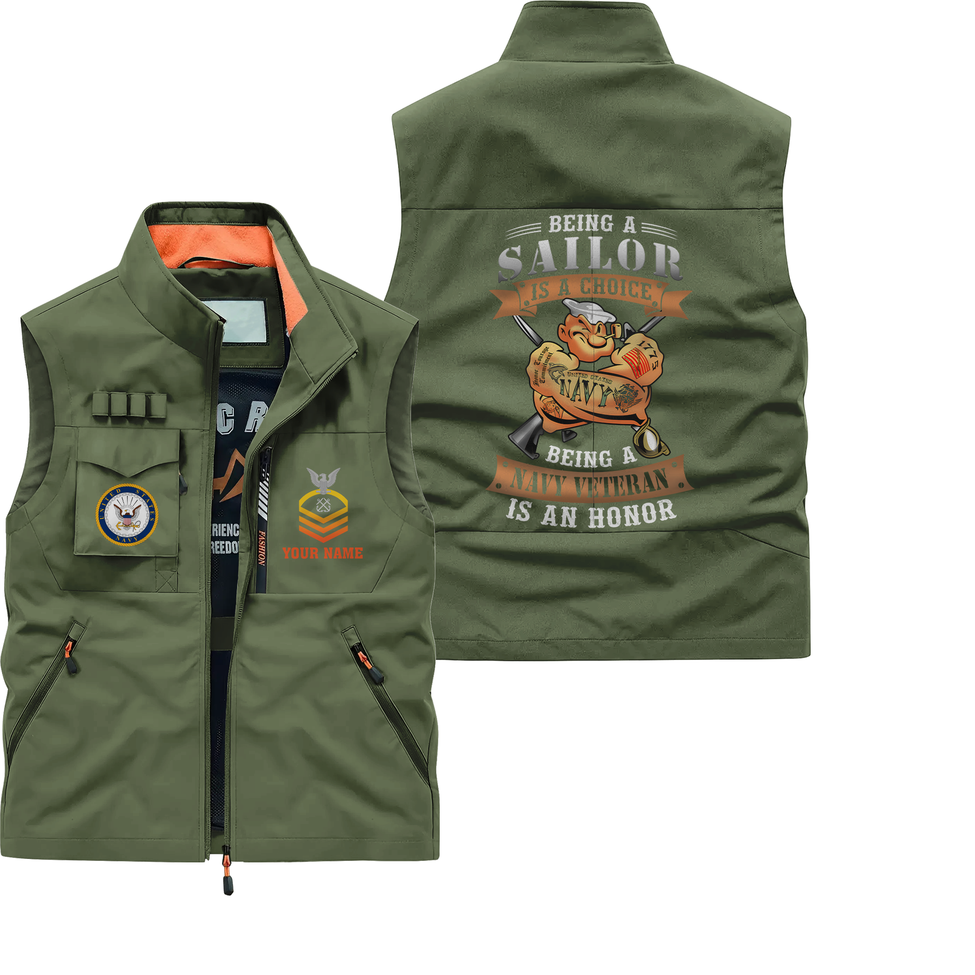 Personalizable Being A Navy Veteran Is An Honor Pocket Vest