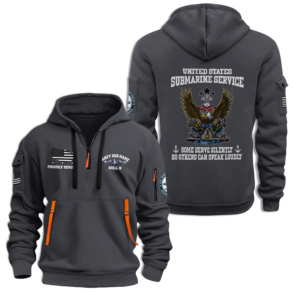 Personalizable Navy Submarines Silent Service Quarter Zip Hoodie
