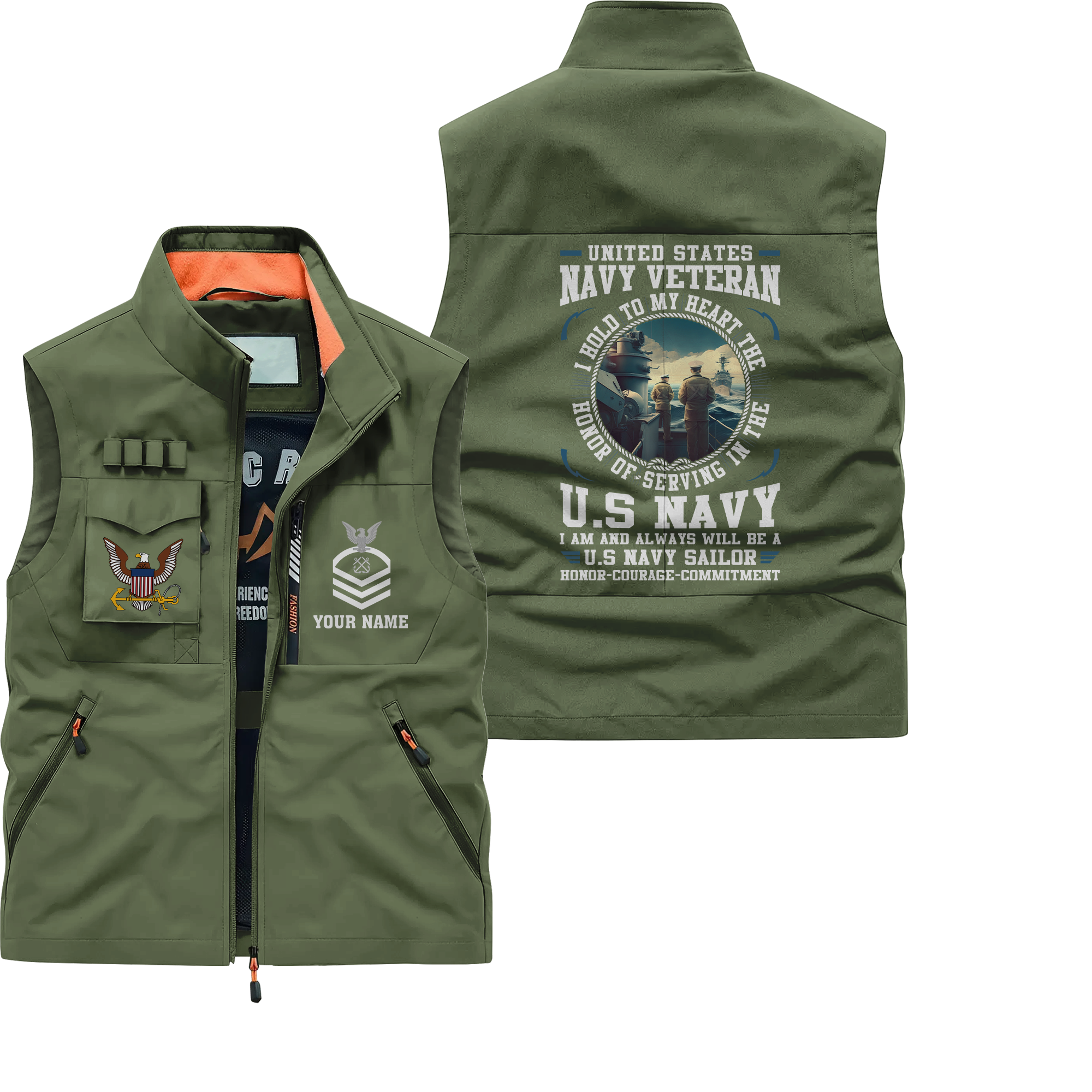 Personalizable Honor Courage Commitment Pocket Vest