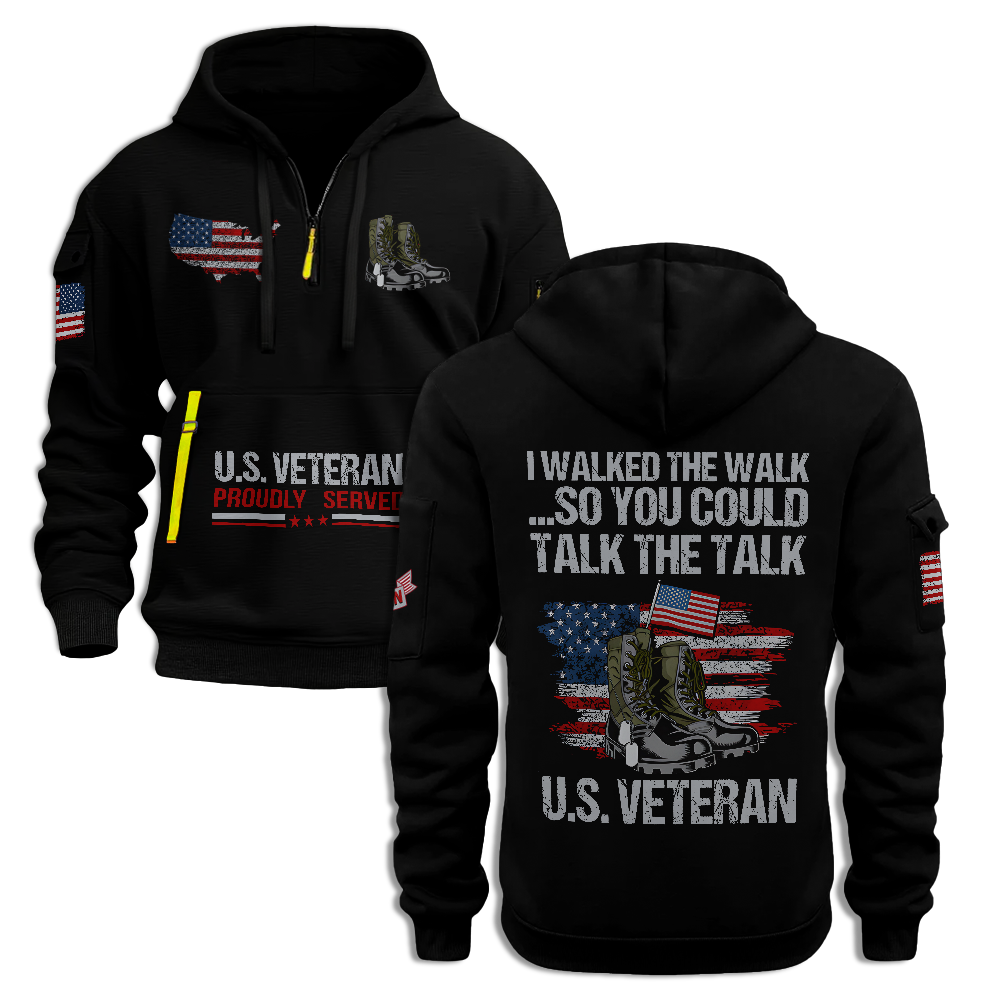 Veteran I Walked The Walk Quarter Zip Hoodie