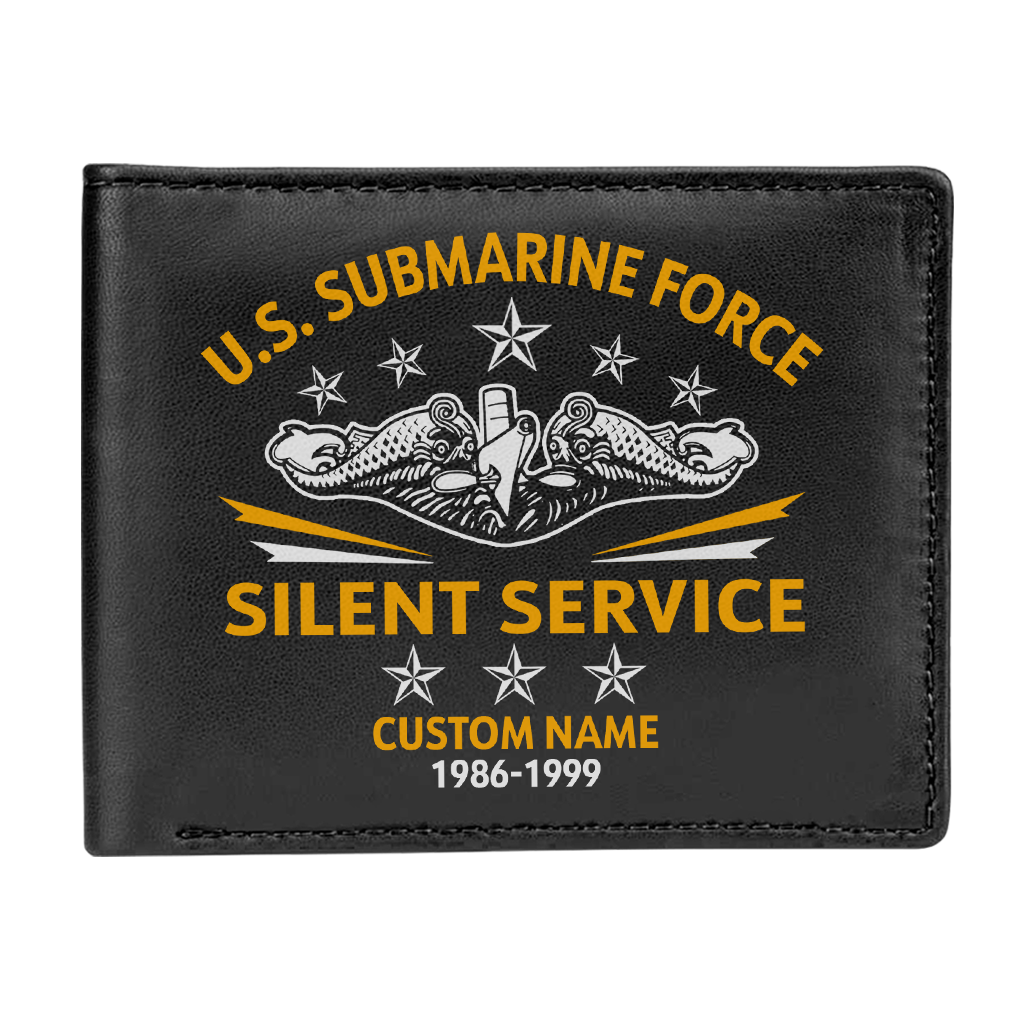 Personalizable Submarine Force Silent Service Leather Wallet