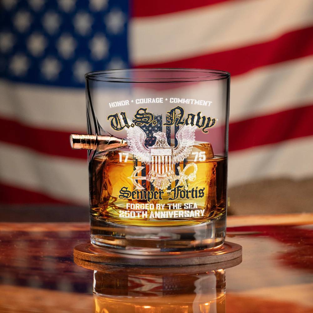 Navy 250th Anniversary Bullet Whiskey Glass