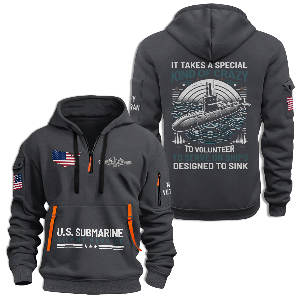 Navy Submarine Quarter Zip Hoodie