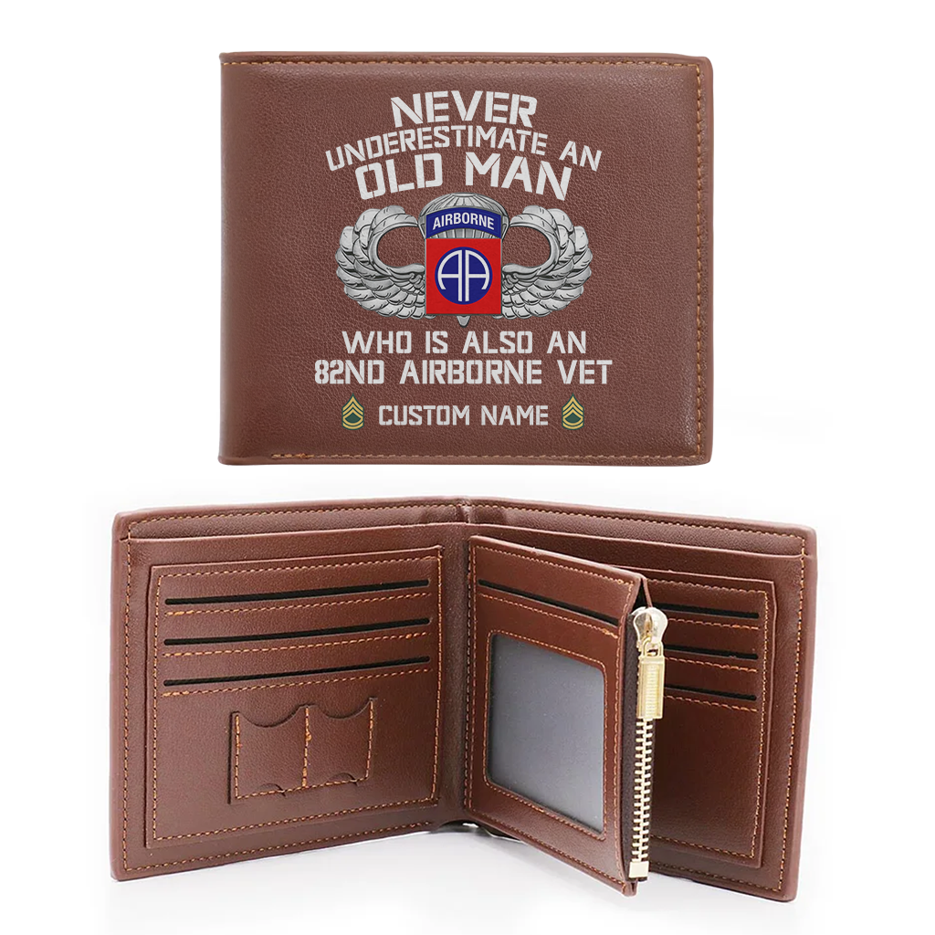 Personalizable 82nd Airborne Division Leather Wallet