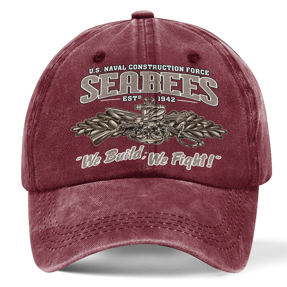 Personalizable Navy Seabee Washed Cap