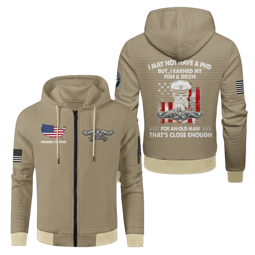Navy Submarine I Earned My Fish & DD214 Waffle Hooded Jacket
