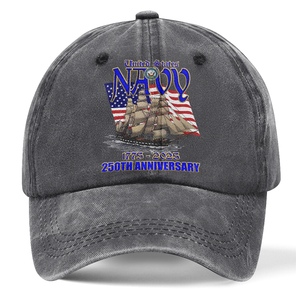 Personalizable Navy 250th Anniversary Washed Cap